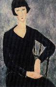 Amedeo Modigliani sittabde kvinna i blatt oil painting